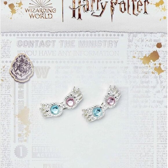 Harry Potter Luna Glasses Stud Earrings Zinc Push Back Official Licensed - Picture 2 of 2